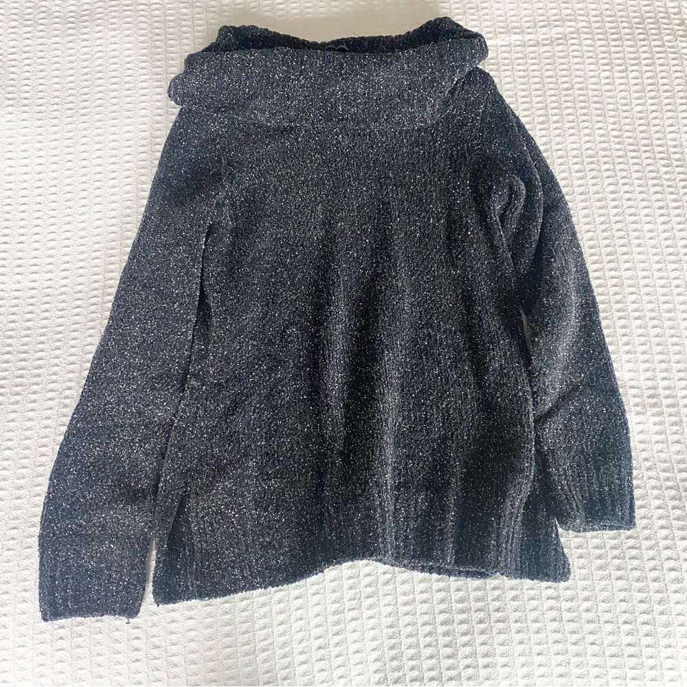 White House Black Market Charcoal lurex Turtleneck Sweater small